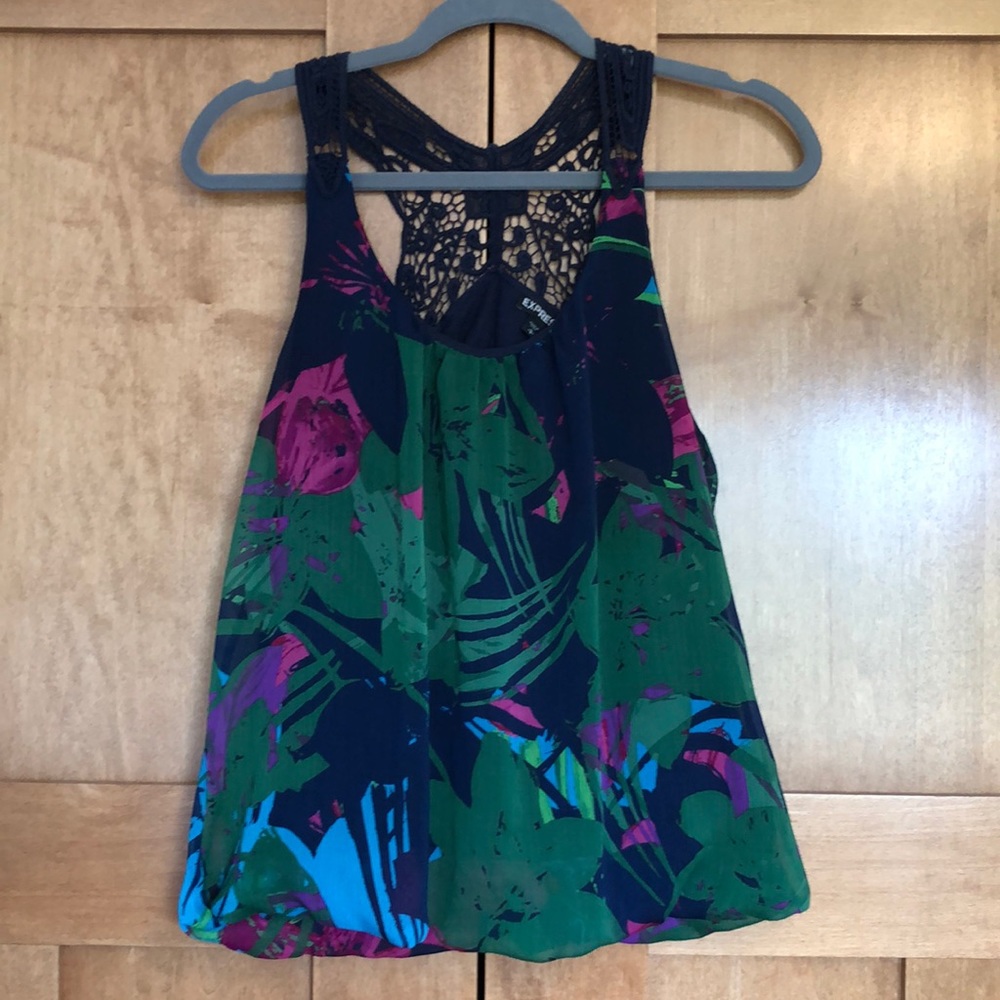 Cute floral navy blue top